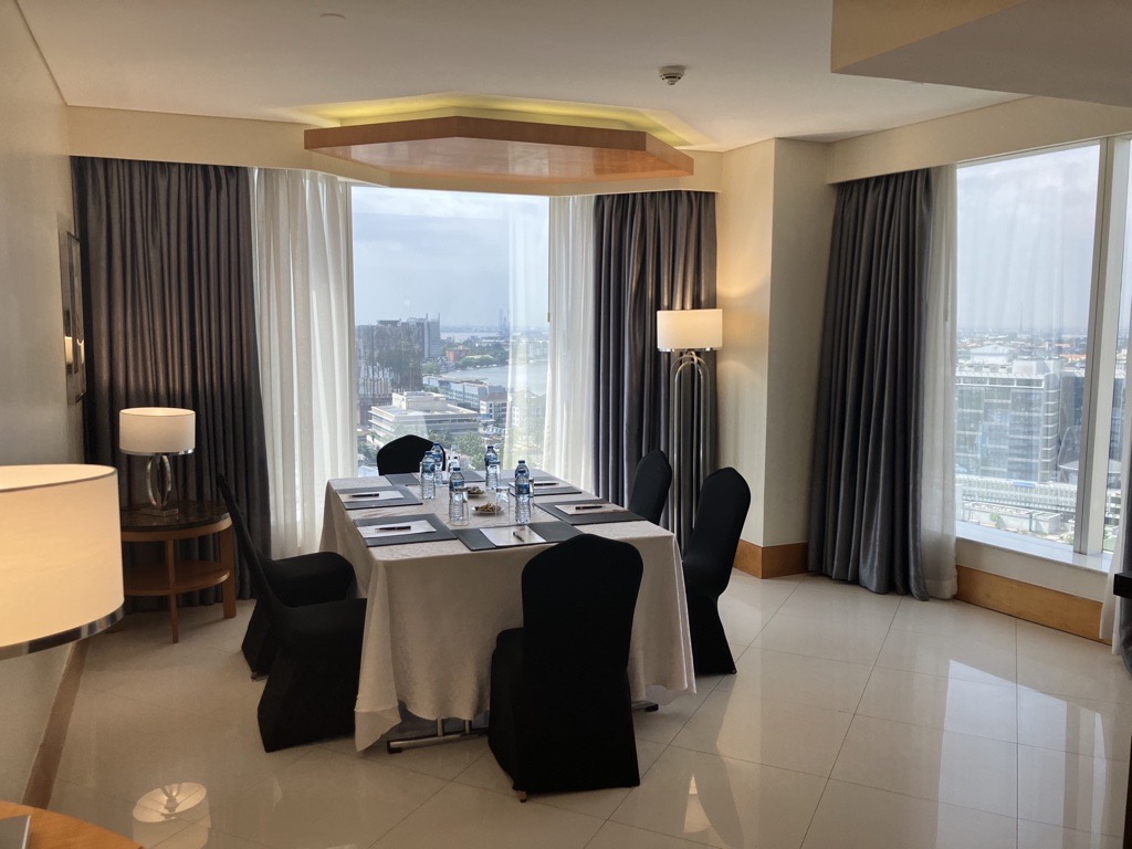 Meeting rooms at the Lagos Continental Hotel with a view of the city